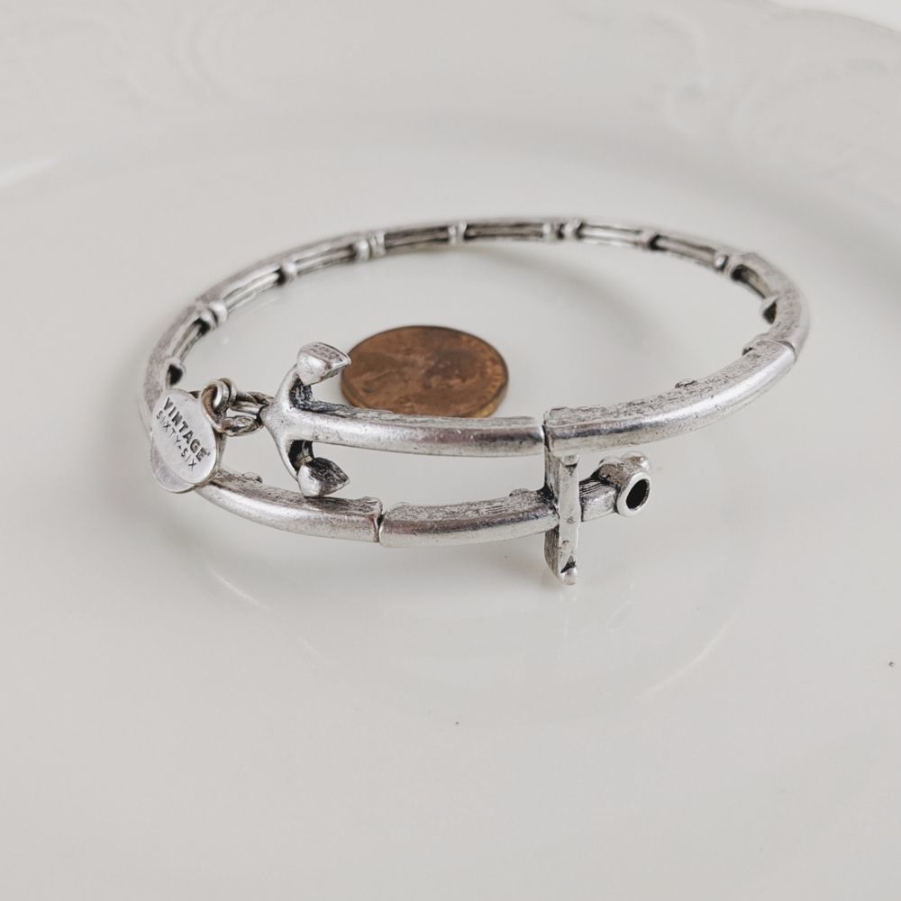 Alex an Ani Rafaelian Silver Trident Wrap Bracelet
